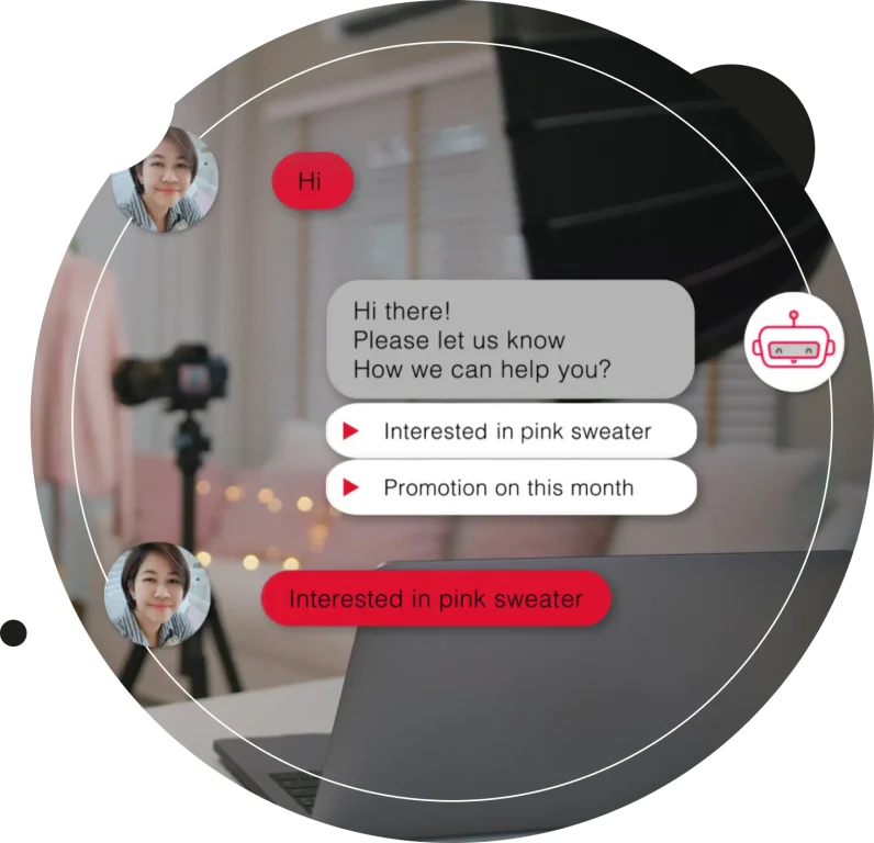 B2C IOT app helping seller talk ask answer buy or advice data on AI bot outline chat, visualization of speech bubble dialog screen.